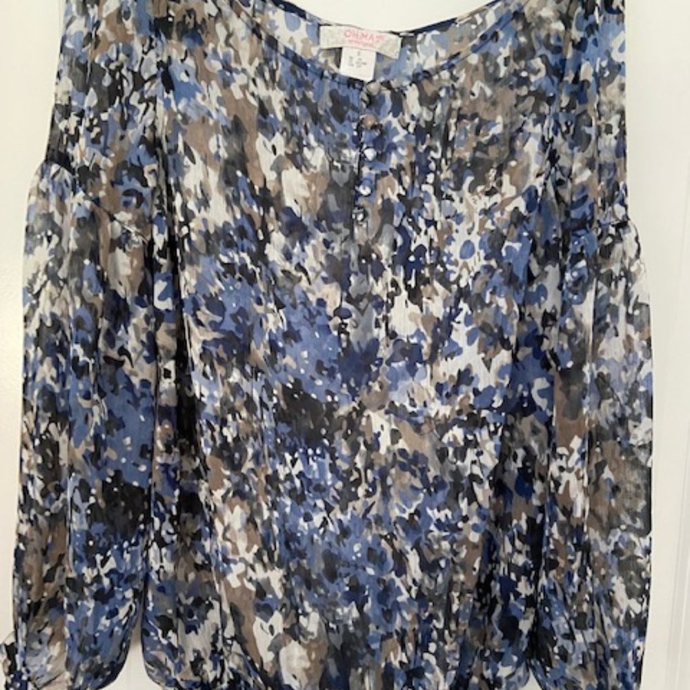- Georgette long sleeves light summer top fit UK 14 USA 12 elastic waist